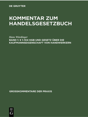 cover image of § 1–104 HGB und Gesetz über die Kaufmannseigenschaft von Handwerkern